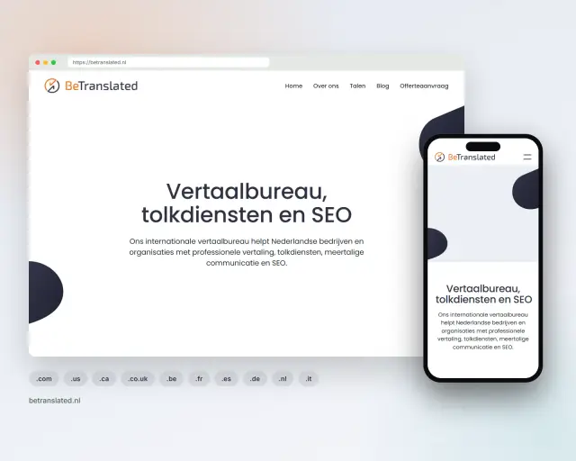 The BeTranslated site for Netherlands, betranslated.nl, on desktop and mobile