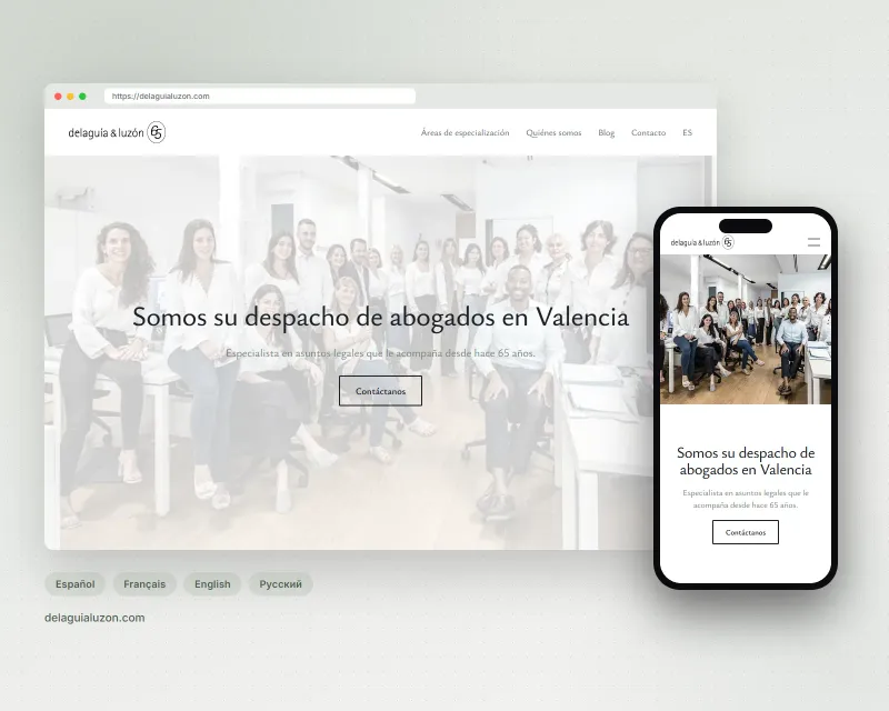 The Delaguía y Luzón website on desktop and mobile
