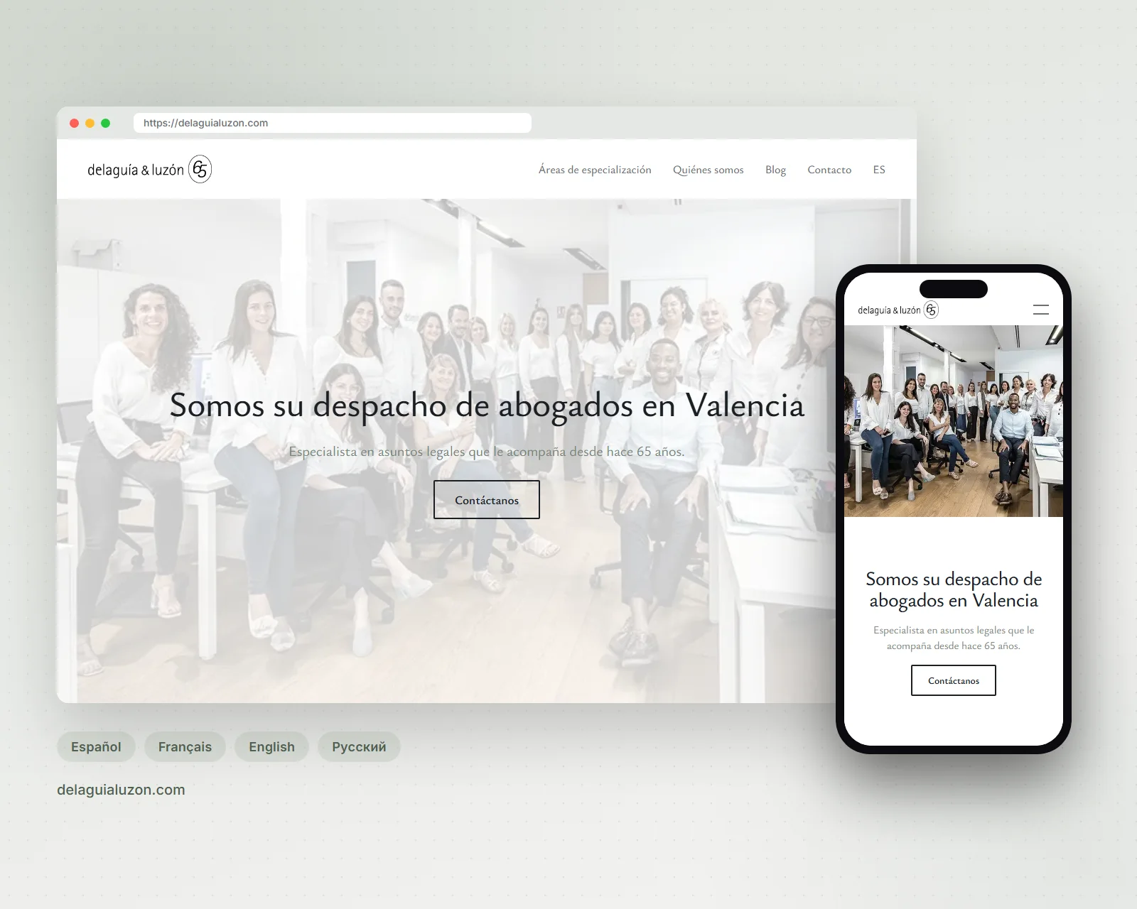 The Delaguía y Luzón website on desktop and mobile