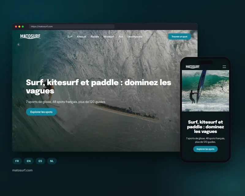The Matosurf website on desktop and mobile